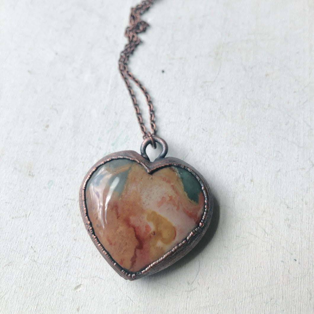 Polychrome Jasper Heart Necklace #7
