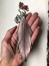 Load image into Gallery viewer, Large Electroformed Feather &amp; Amazonite Necklace #2 - Moksha Collection
