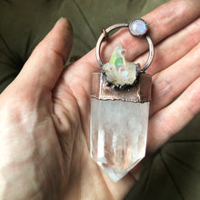 Load image into Gallery viewer, Clear Quartz Point, Angel Aura and Moonstone Necklace - Ready to Ship
