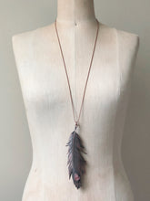 Load image into Gallery viewer, Electroformed Wild Feather Necklace with Pink Amethyst Cluster
