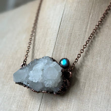 Load image into Gallery viewer, Raw Spirit Quartz Cluster with Labradorite Necklace - Ready to Ship

