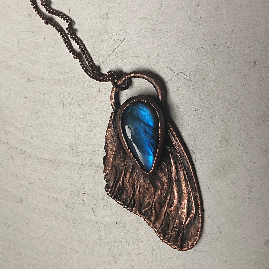 Electroformed Butterfly Wing & Blue Labradorite Necklace - Spring Equinox Collection