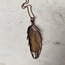 Load image into Gallery viewer, Electroformed Yellow Macaw Feather Necklace #1 - Ready to Ship
