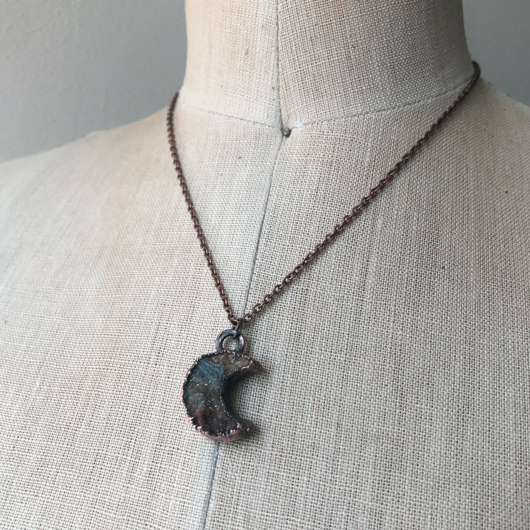 Chalcedony Crescent Moon Necklace #2 - Ready to Ship