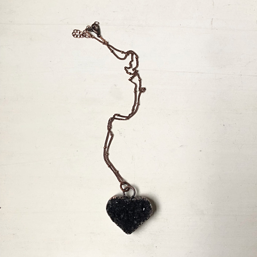 Dark Amethyst Druzy Tell Tale Heart Necklace #1