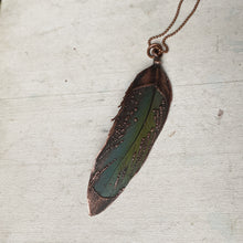 Load image into Gallery viewer, Electroformed Blue &amp; Green Macaw Feather Necklace #2 - Ready to Ship
