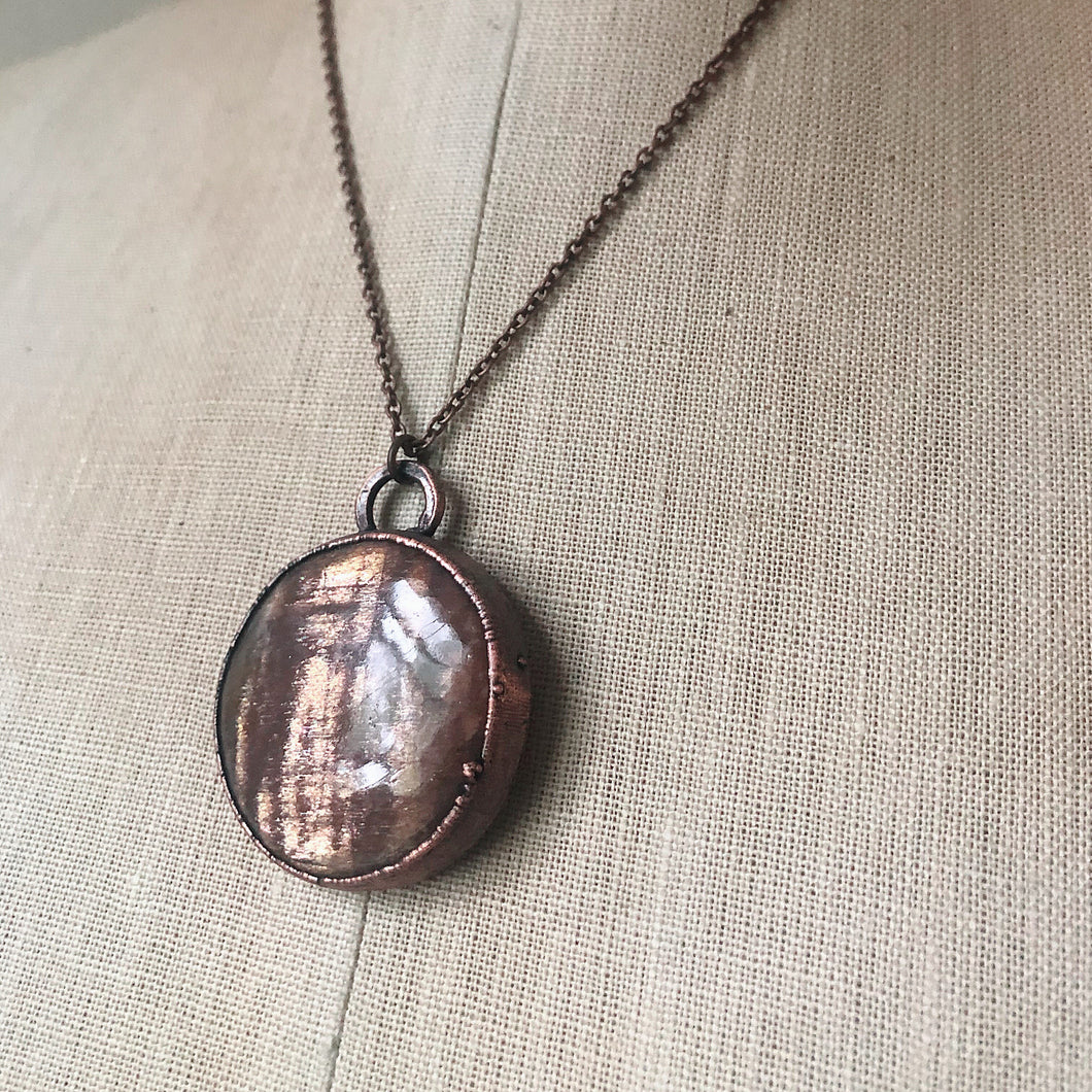 Round Sunstone Necklace #2 - Ready to Ship