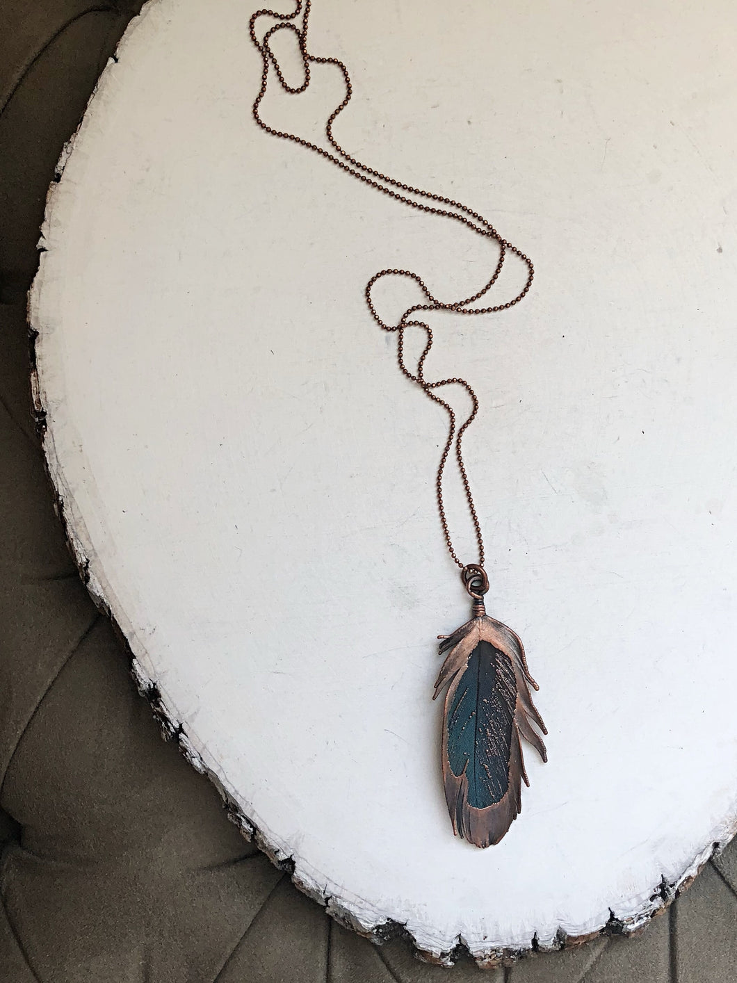 Electroformed Macaw Feather Necklace - Ready to Ship (5/17 Update)