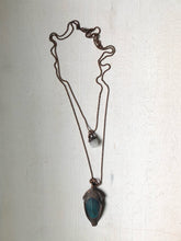 Load image into Gallery viewer, Electroformed Macaw Feather and Clear Quartz Druzy Layered Necklace

