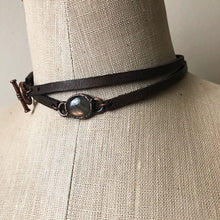 Load image into Gallery viewer, Labradorite and Leather Wrap Bracelet/Choker #4 (5/17 Update)
