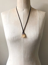 Load image into Gallery viewer, Raw Citrine Necklace on Adjustable Brown Leather Lace #2 (Icarus Soaring)
