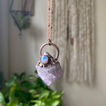 Load image into Gallery viewer, Amethyst Spirit Quartz with Rainbow Moonstone Necklace #1 - Ready to Ship
