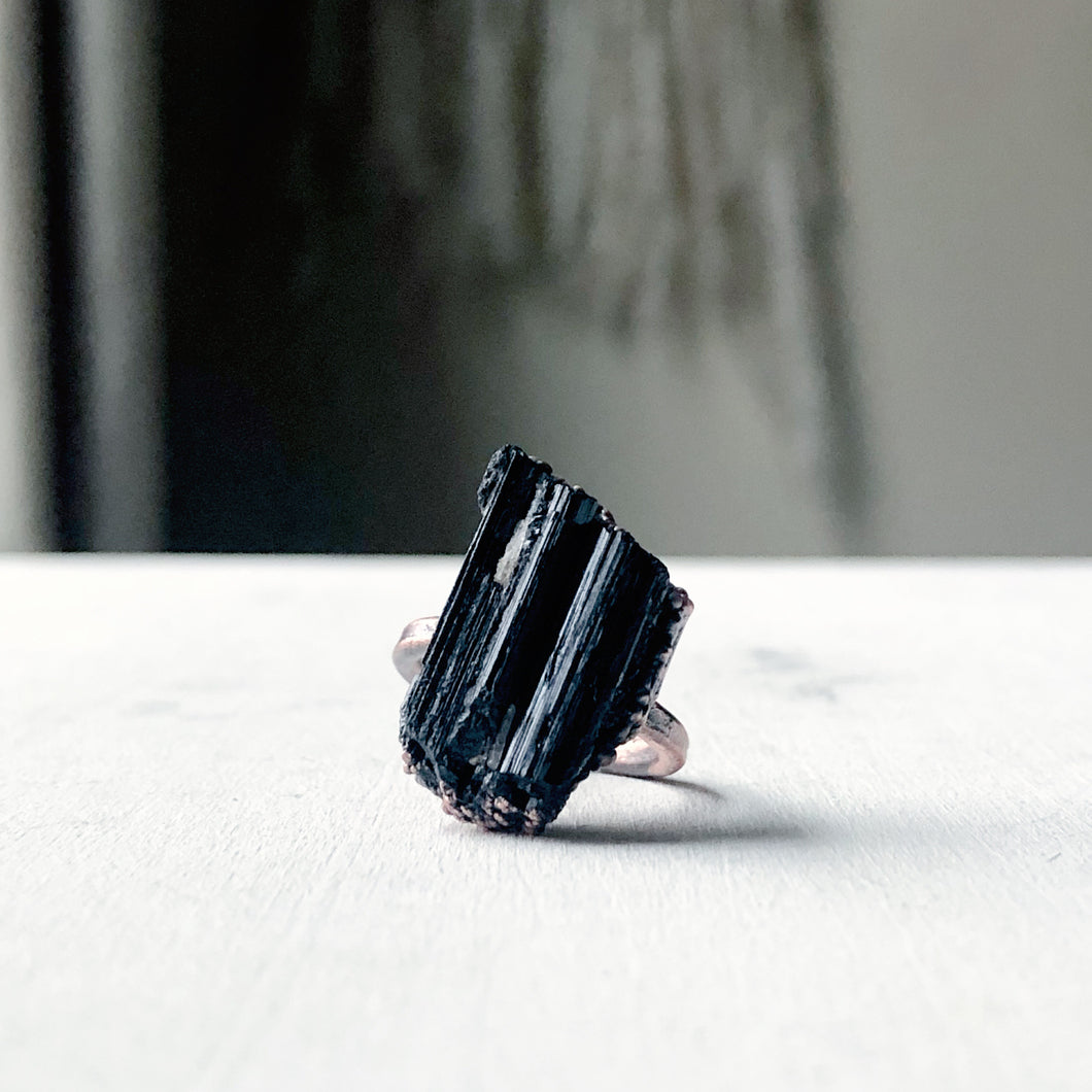 Black Tourmaline Statement Ring #1 (Size 6.75)