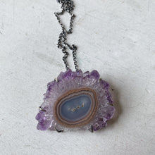 Load image into Gallery viewer, Amethyst Stalactite Slice Necklace #4- Sterling Silver
