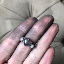 Load image into Gallery viewer, Grey Moonstone &amp; Clear Quartz Druzy Ring - #1 (Size 6) - Ready to Ship
