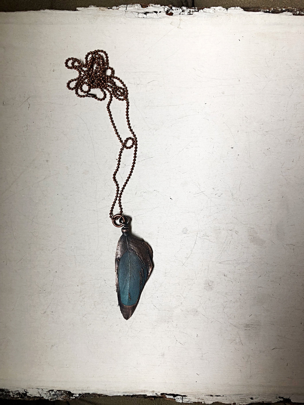 Electroformed Macaw Feather Necklace #1 - Ready to Ship