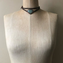 Load image into Gallery viewer, Amazonite Heart and Leather Wrap Bracelet/Choker - Made to Order
