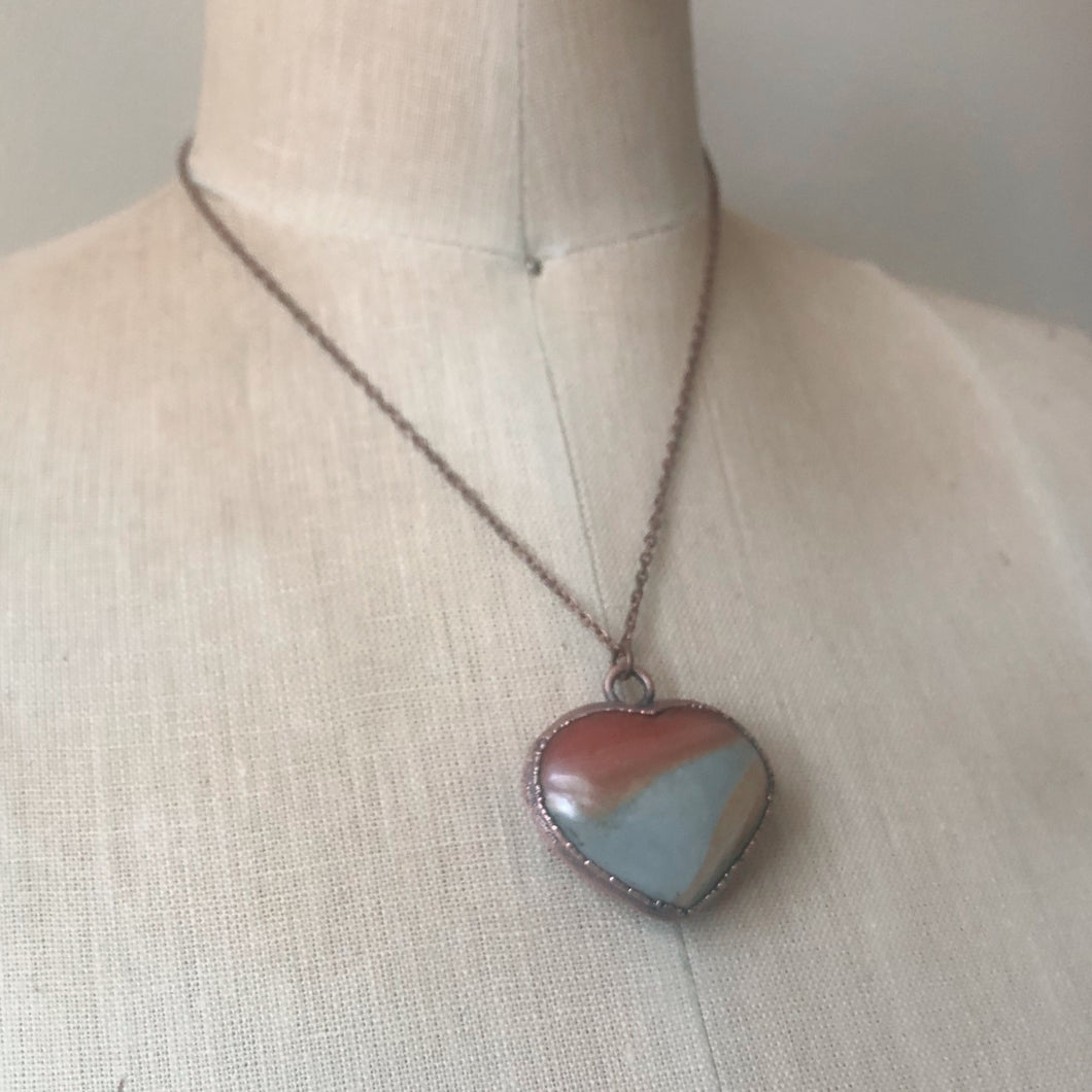 Polychrome Jasper Heart Necklace #11