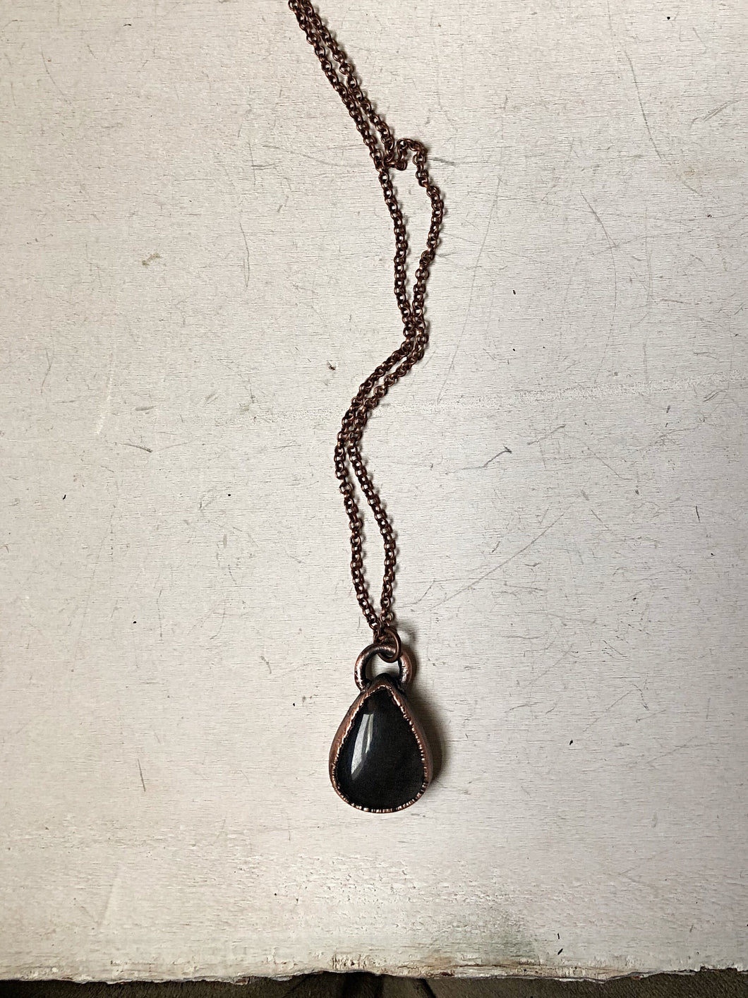 Silver Obsidian Teardrop Necklace #2 - Ready to Ship