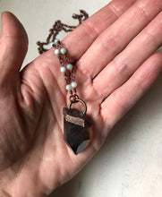 Load image into Gallery viewer, Raw Smoky Quartz Point Necklace with Amazonite Accented Chain (Satya Collection)
