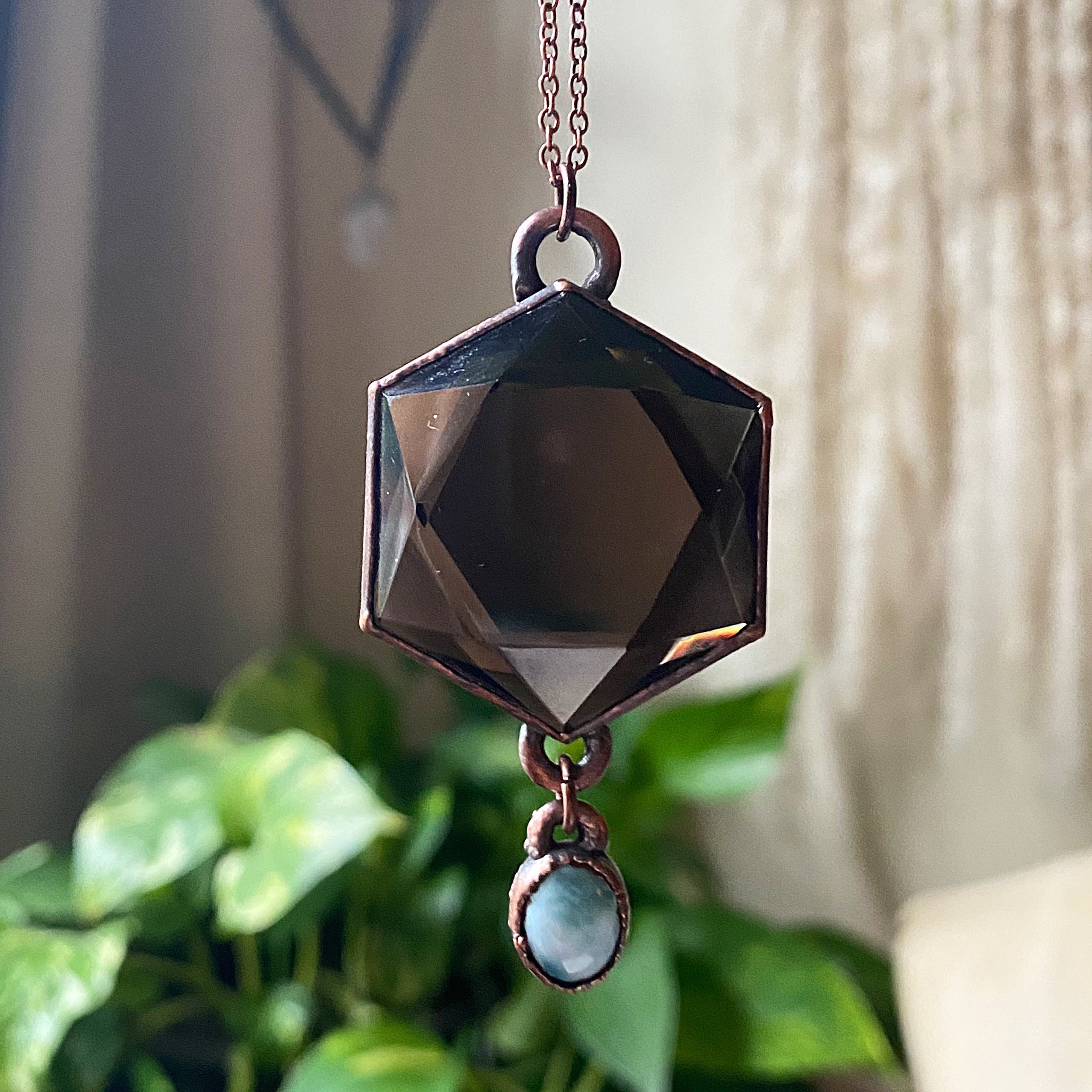 Smoky Quartz Hexagon Larimar Necklace Ready to Ship – Amy Kae