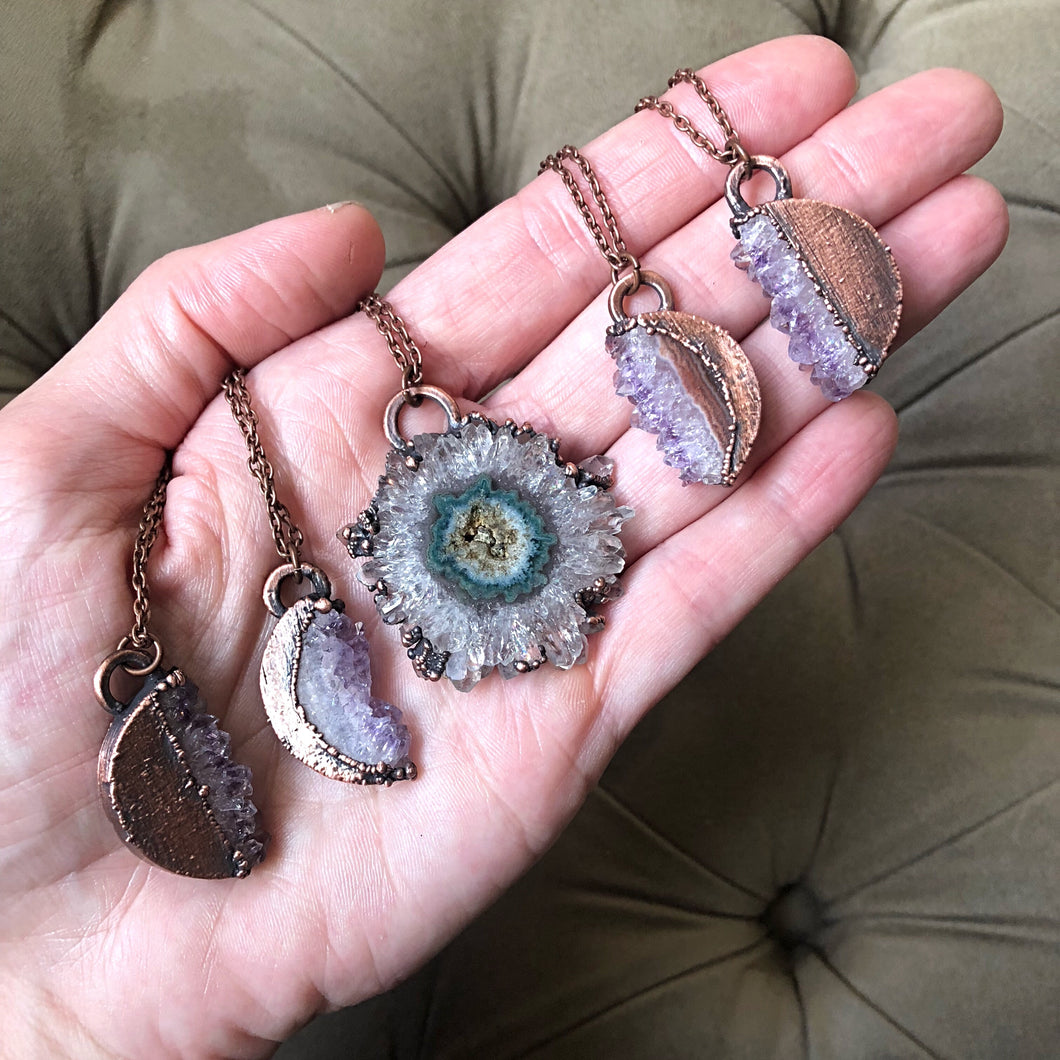 Amethyst Moon Phase Necklaces - Snow Moon Collection