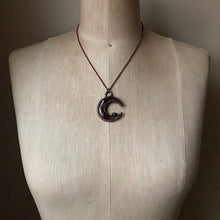Load image into Gallery viewer, Moss Agate Crescent Moon with Druzy Accentl Necklace #1 - Ready to Ship
