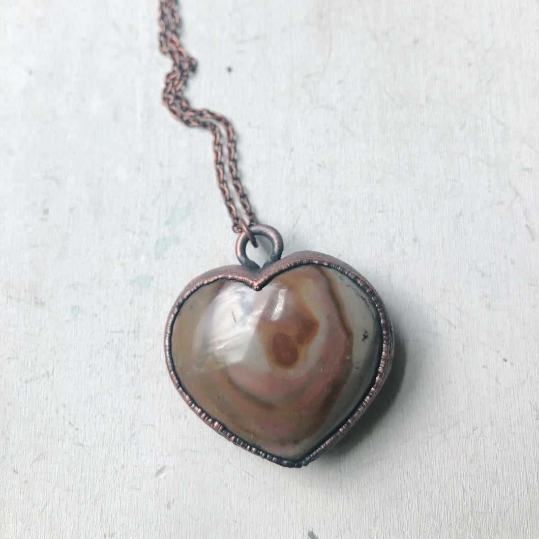 Polychrome Jasper Heart Necklace #8