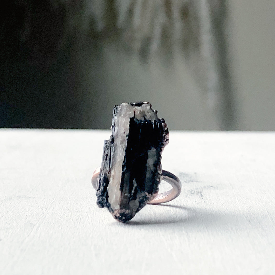 Black Tourmaline Statement Ring #5 (Size 6.5)