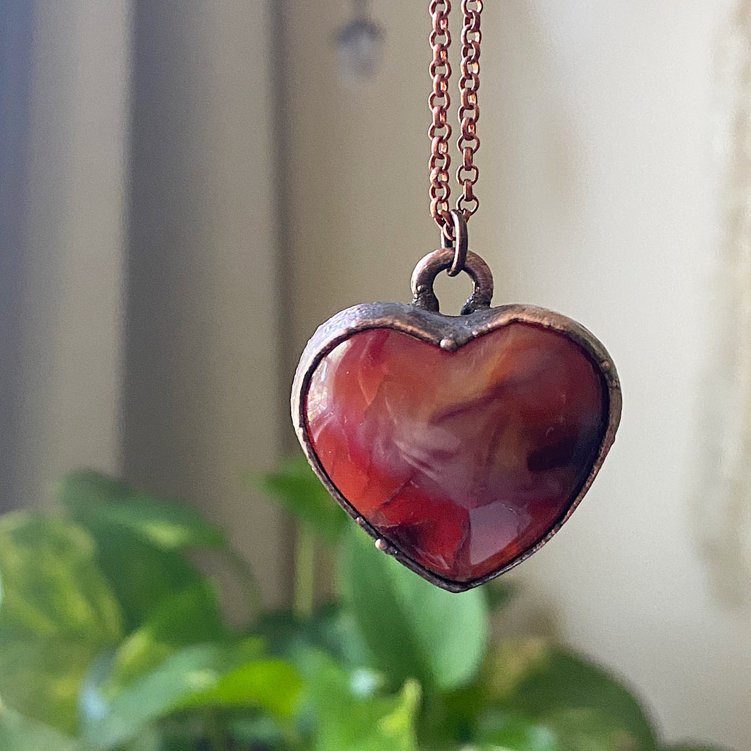 Carnelian Heart Necklace #1 - Ready to Ship
