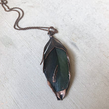 Load image into Gallery viewer, Electroformed Green Macaw Feather Necklace #3- Ready to Ship
