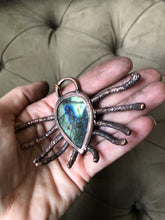 Load image into Gallery viewer, Electroformed Spider &amp; Labradorite Necklace #2- Ready to Ship
