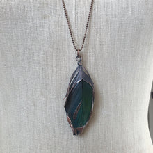 Load image into Gallery viewer, Electroformed Green Macaw Feather Necklace #3- Ready to Ship
