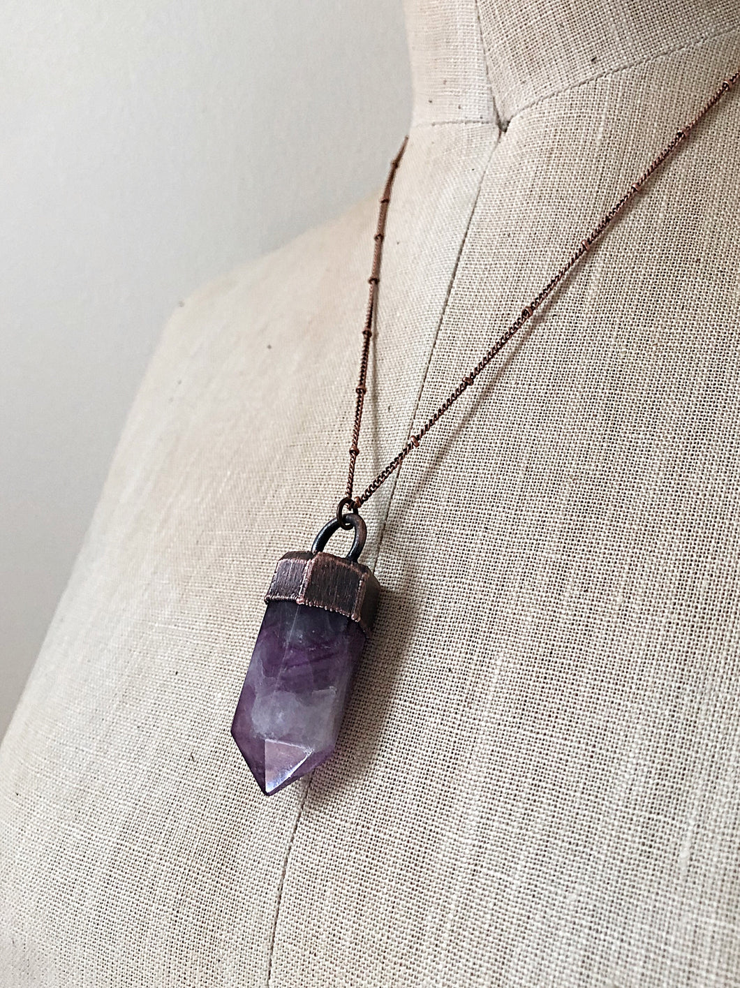 Fluorite Polished Point Necklace #2 - Ready to Ship