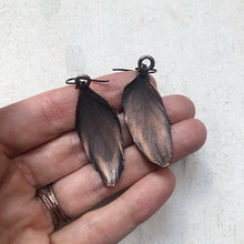 Load image into Gallery viewer, Electroformed Green Macaw Feather Earrings #1 - Ready to Ship
