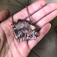 Load image into Gallery viewer, Raw Sunstone &amp; Small Clear Quartz Point Statement Necklace - Summer Solstice Collection 2019
