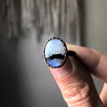 Load image into Gallery viewer, Rainbow Moonstone Ring - Oval #3 (Size 6.75-7) - Ready to Ship
