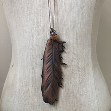 Load image into Gallery viewer, Large Electroformed Feather Necklace with Raw Citrine - Summer Solstice Collection 2019
