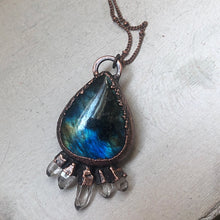 Load image into Gallery viewer, Blue Labradorite Teardrop &amp; Five Crystal Necklace - Ready to Ship
