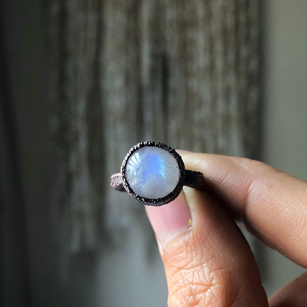 Rainbow Moonstone Ring - Round #2 (Size 5) - Ready to Ship