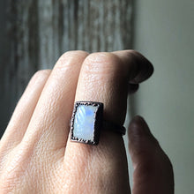 Load image into Gallery viewer, Rainbow Moonstone Ring - Rectangular #5 (Size 9-9.25) - Ready to Ship
