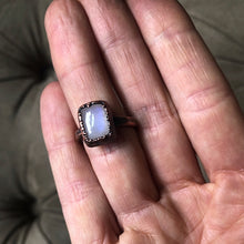 Load image into Gallery viewer, Rainbow Moonstone Ring - Rectangular #4 (Size 8) - Ready to Ship
