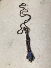 Load image into Gallery viewer, Electroformed Skeleton Arm &amp; Raw Australian Opal Necklace #2- Ready to Ship
