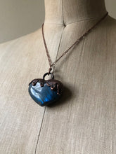 Load image into Gallery viewer, Labradorite Dripping Copper Heart Necklace- Ready to Ship

