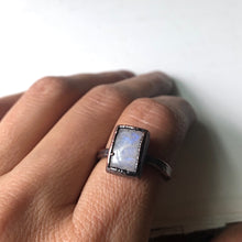 Load image into Gallery viewer, Rainbow Moonstone Ring - Rectangular #6 (Size 6-6.25) - Ready to Ship
