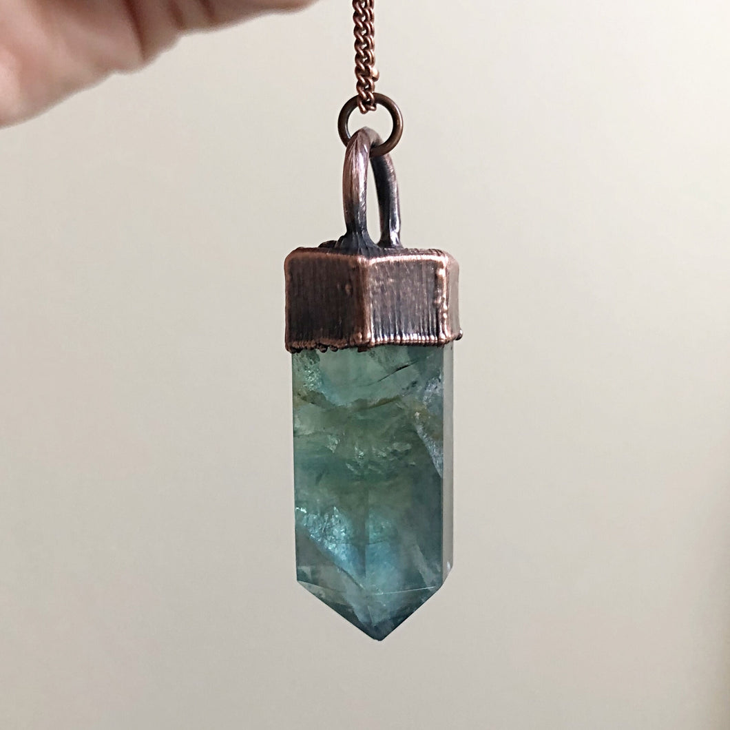 Fluorite Polished Point Necklace #3 - Ready to Ship