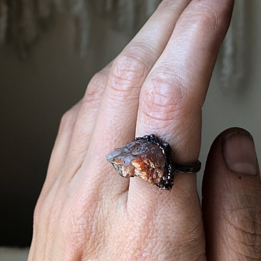 Raw Sunstone Ring #2 (Size 8.5) - Summer Solstice Collection 2019