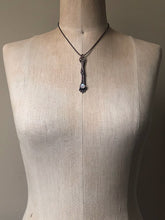 Load image into Gallery viewer, Electroformed Skeleton Arm &amp; Rainbow Moonstone Necklace #1- Ready to Ship
