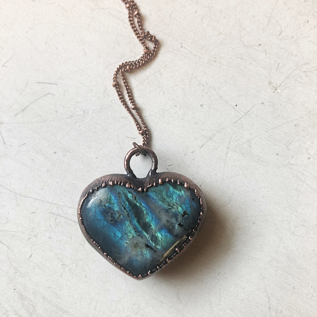 Labradorite Heart Necklace #2 - Ready to Ship
