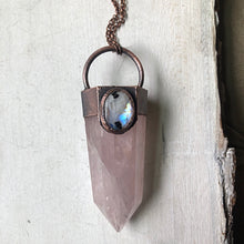 Load image into Gallery viewer, Large Rose Quartz Point &amp; Rainbow Moonstone Necklace - Ready to Ship
